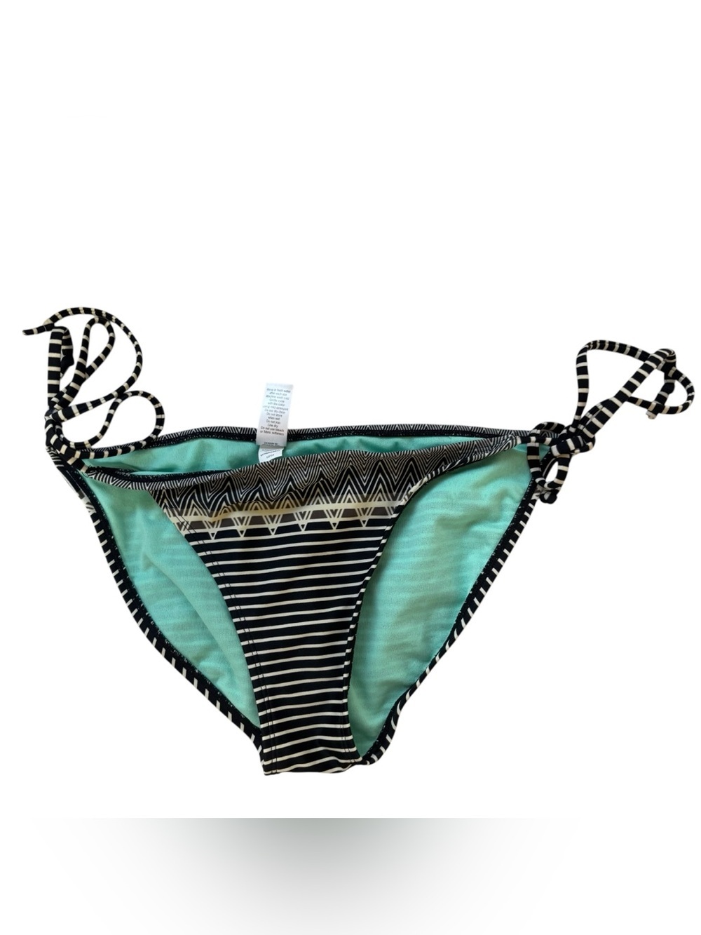 3/$15 Athleta black white stripe string bikini bottom size Small